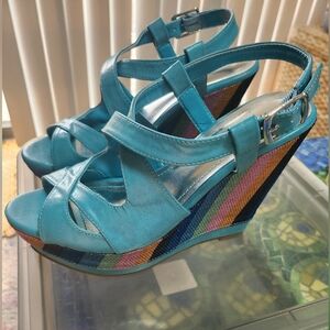 Stylish Blue Wedge Sandals